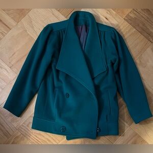 Vintage George David Fashions Teal Wool Coat